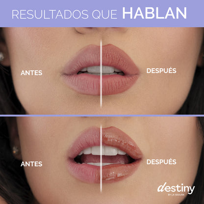 Brillo Labial Destiny de La Segura, 6 tonos: brillo natural con color suave, Kelyndas distribuidor autorizado USA