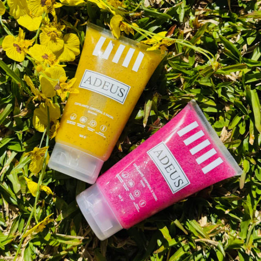 Kit Exfoliantes Adeus Duo – Banana & Pitaya para rostro y cuerpo, 2 x 165g